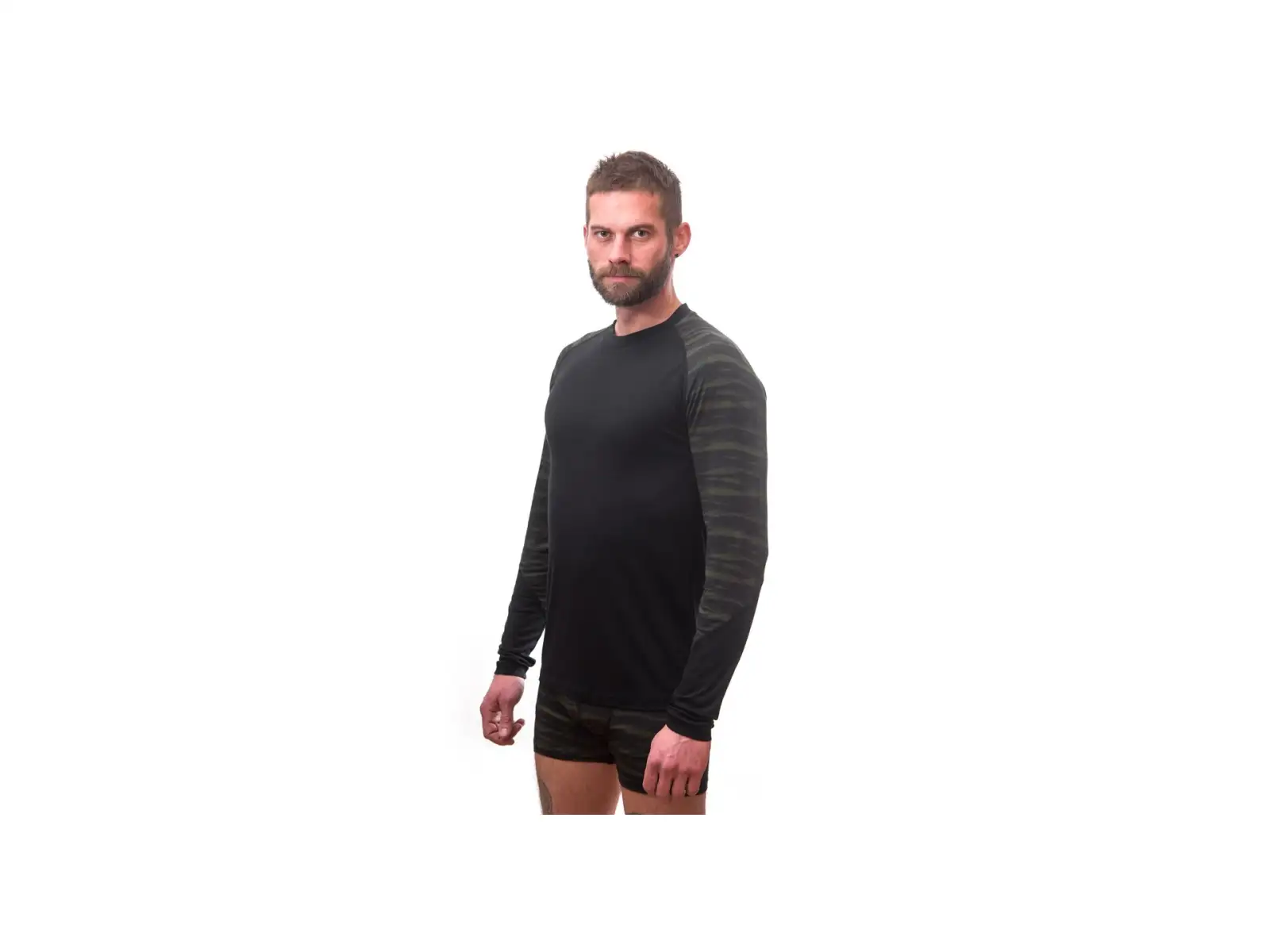 Sensor Merino Impress Herren Langarmshirt Schwarz/Batik