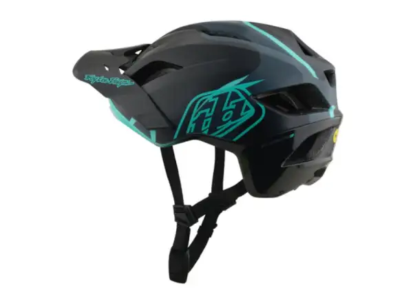 Troy Lee Designs Flowline SE MIPS Helm Badge Carbon/Real Teal