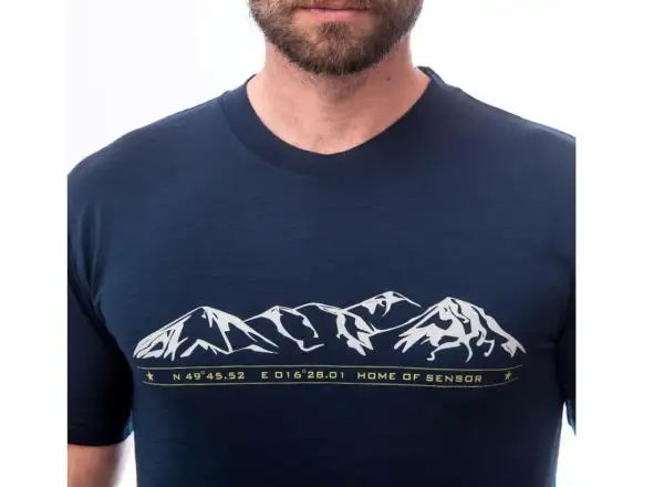 Sensor Merino Active PT Mountains Herren T-Shirt kurzarm Deep Blue