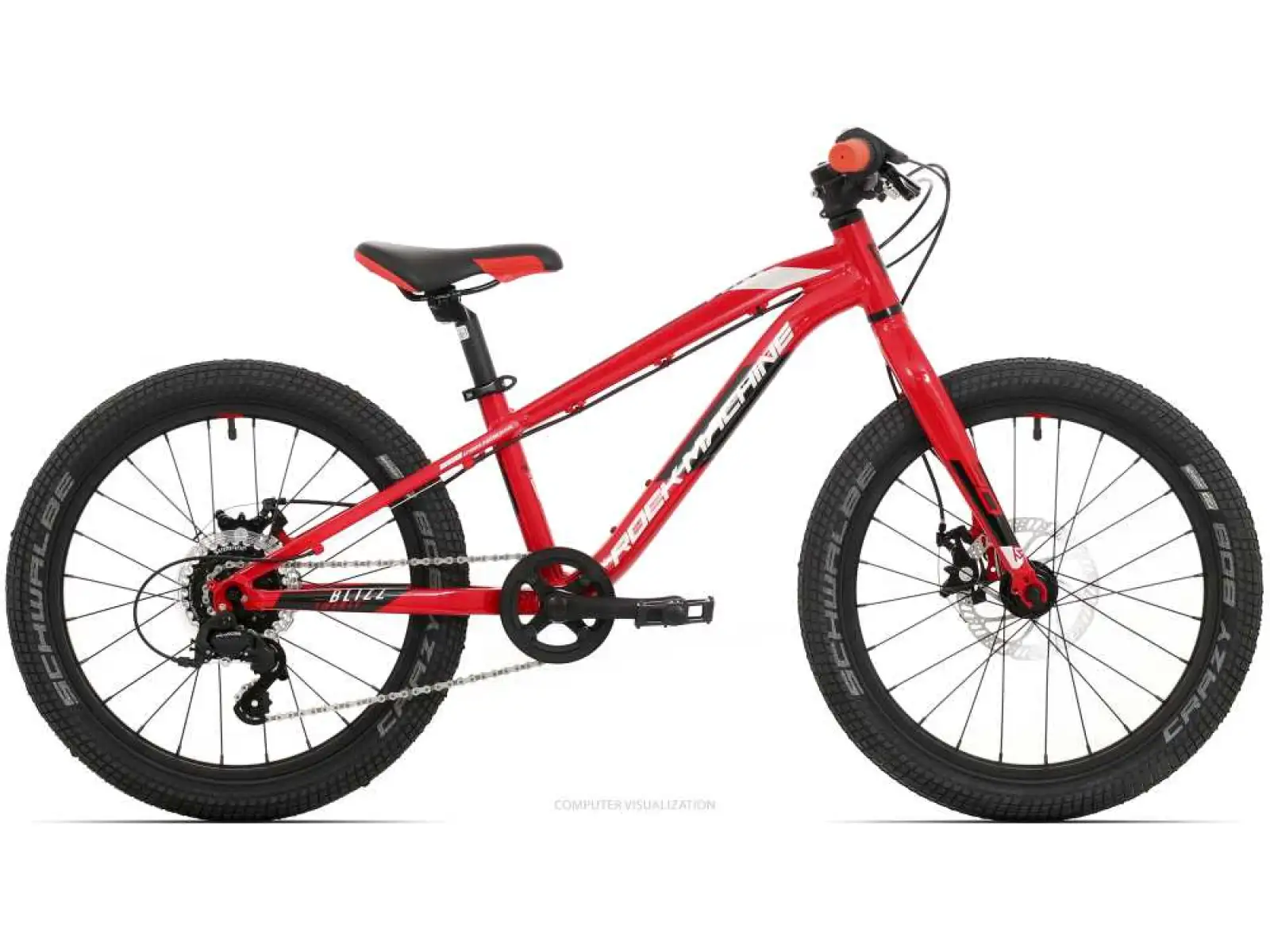 Rock Machine Blizz 20 MD Kinderfahrrad Gloss Rot/Weiß/Schwarz