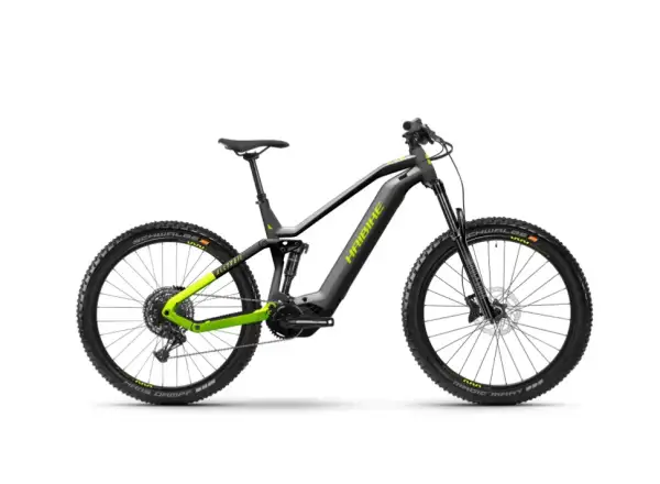 Haibike AllTrail 9 vollgefedertes E-Bike in Titan/Limette/Schwarz.