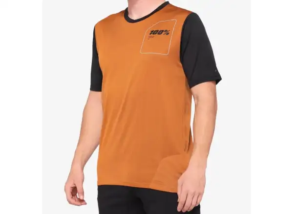 100% Ridecamp Herren-Trikot Kurzarm Terracotta/Schwarz