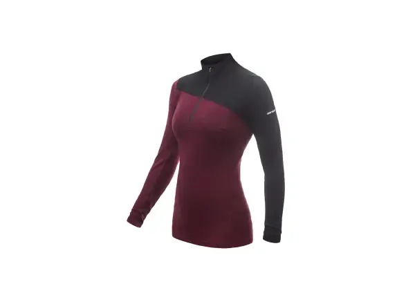 Sensor Merino Extreme Damen T-Shirt langarm schwarz/Port Red