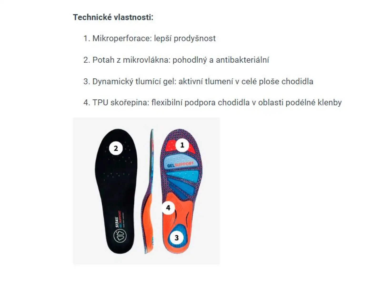 Sidas Cushioning Gel Support V2  Einlegesohlen für Schuhe 1 Paar