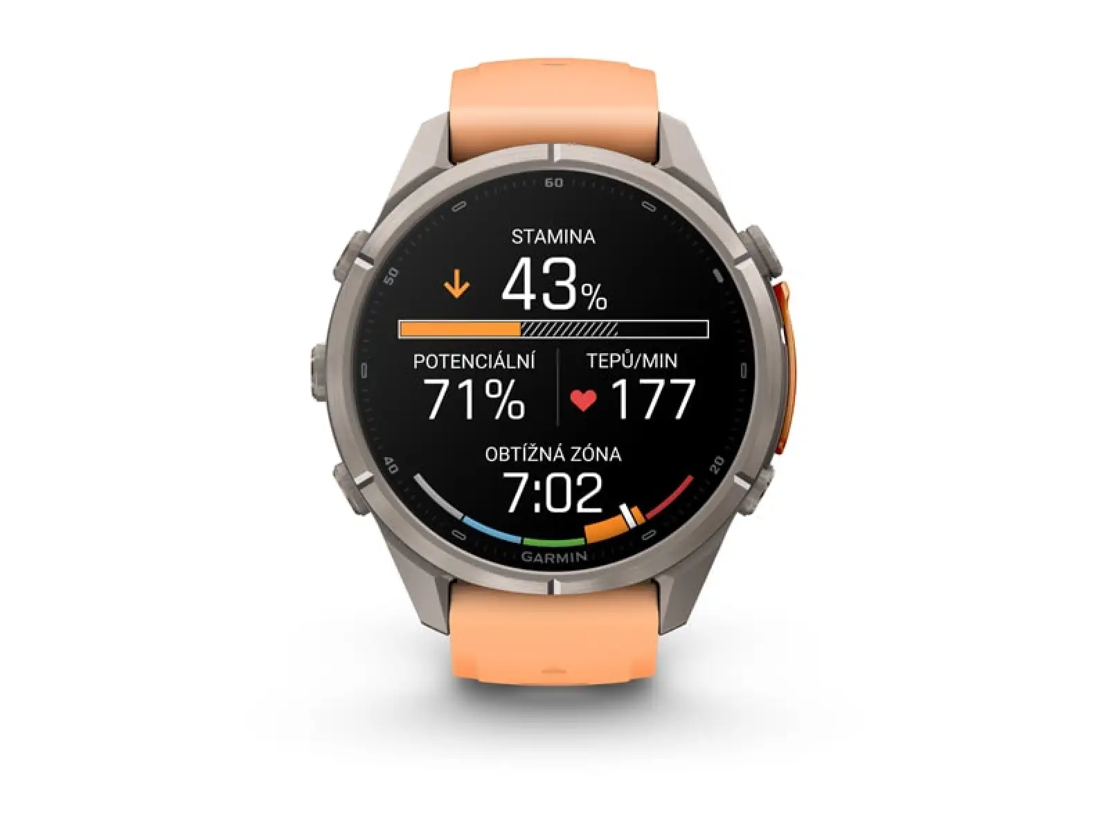 Garmin fenix 9 Pro – inReach 43 mm Smartwatch Titanium Shell pink/autumn orange Silikonarmband