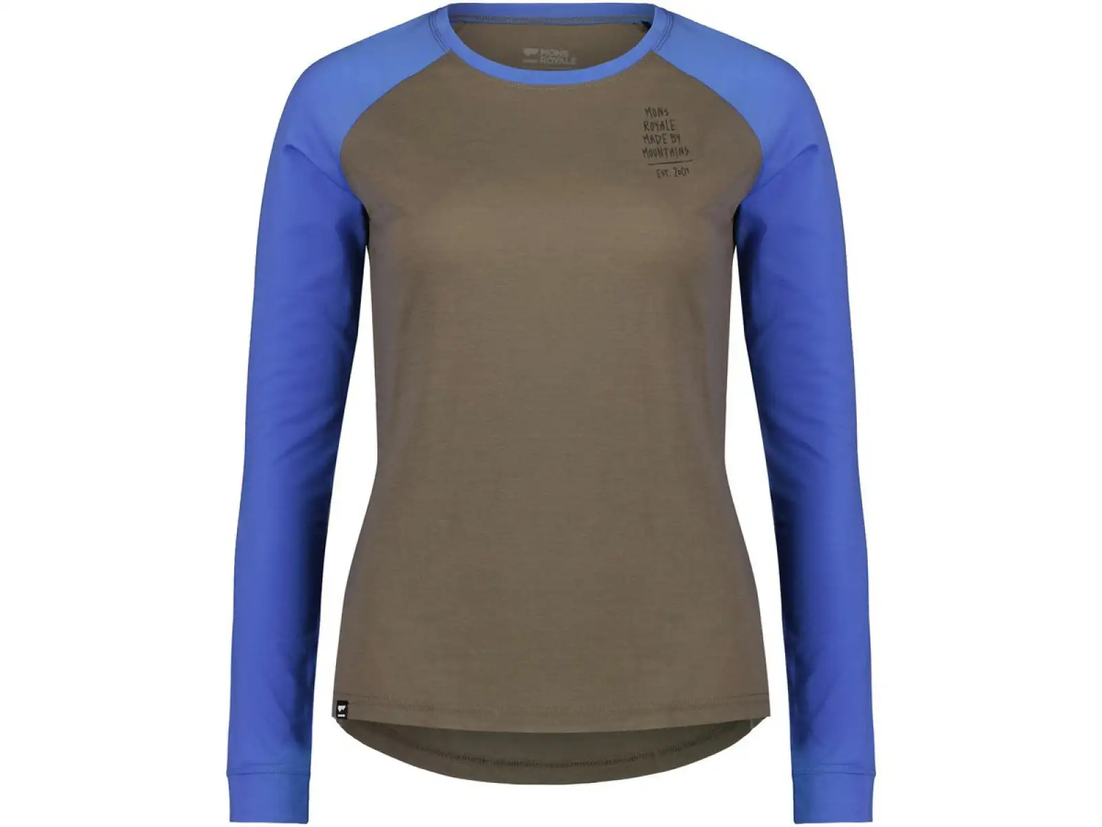 Mons Royale Icon Raglan Frauen Langarmshirt Walnuss/Kornblume