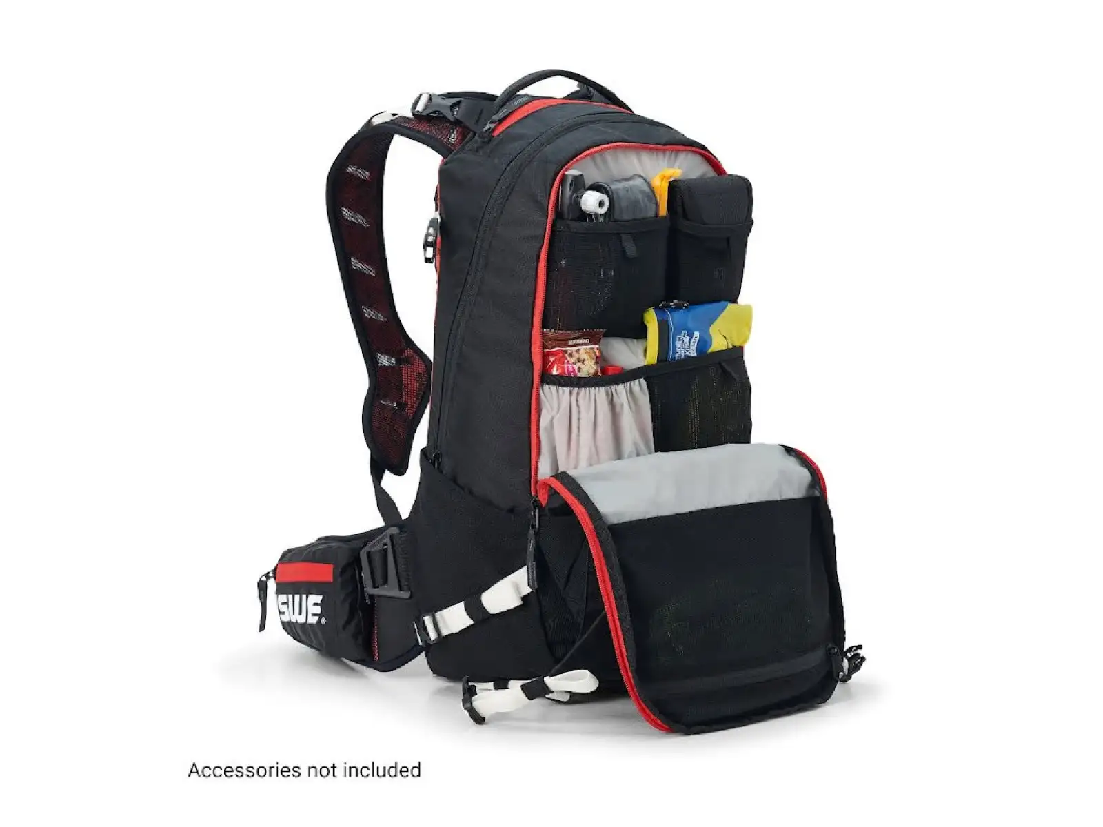USWE Flow 16 Rucksack mit Rückenprotektor Schwarz/Rot 16l Größe S