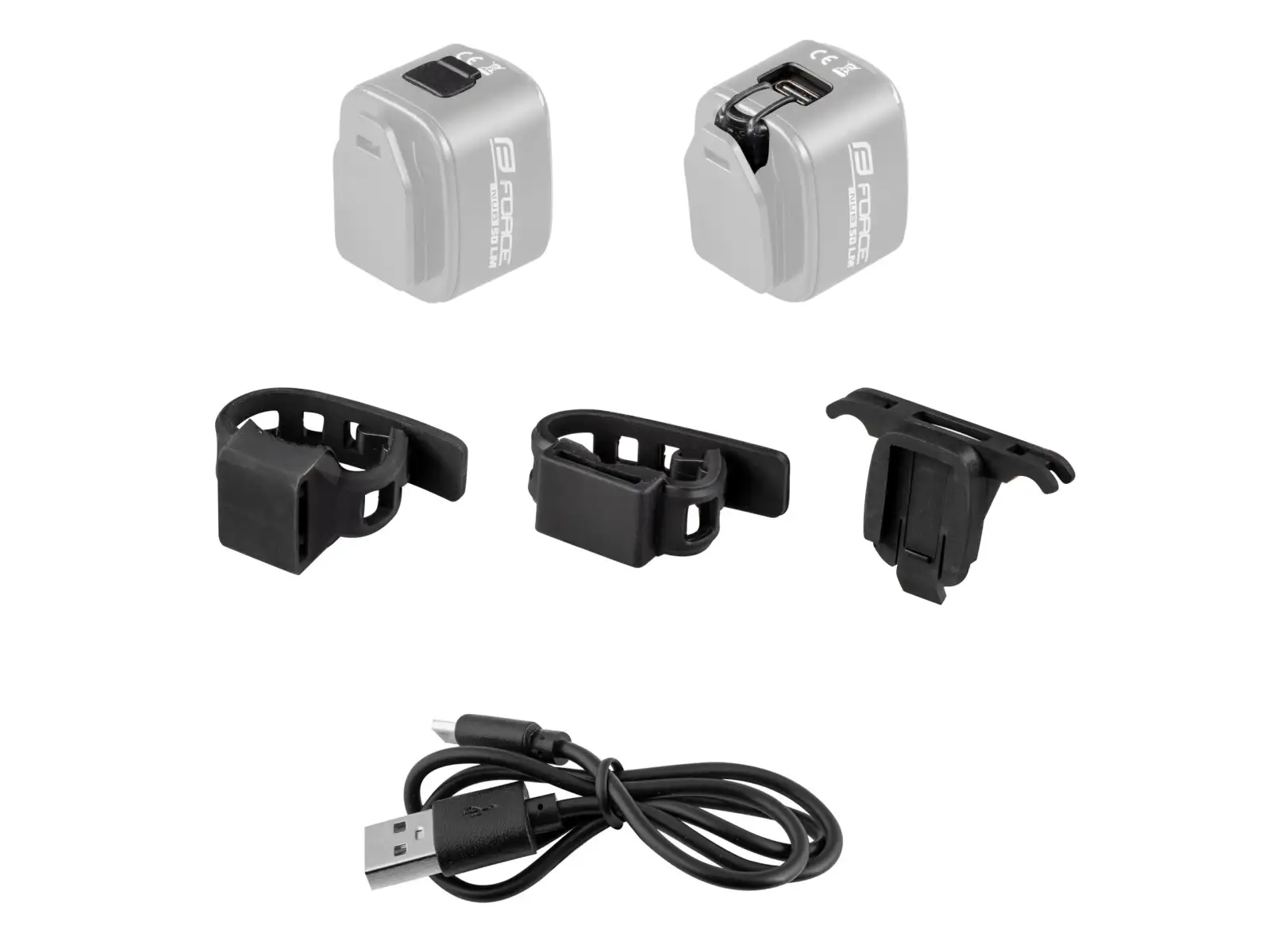 Force Flea 200LM universaler USB-Blinker in Schwarz.