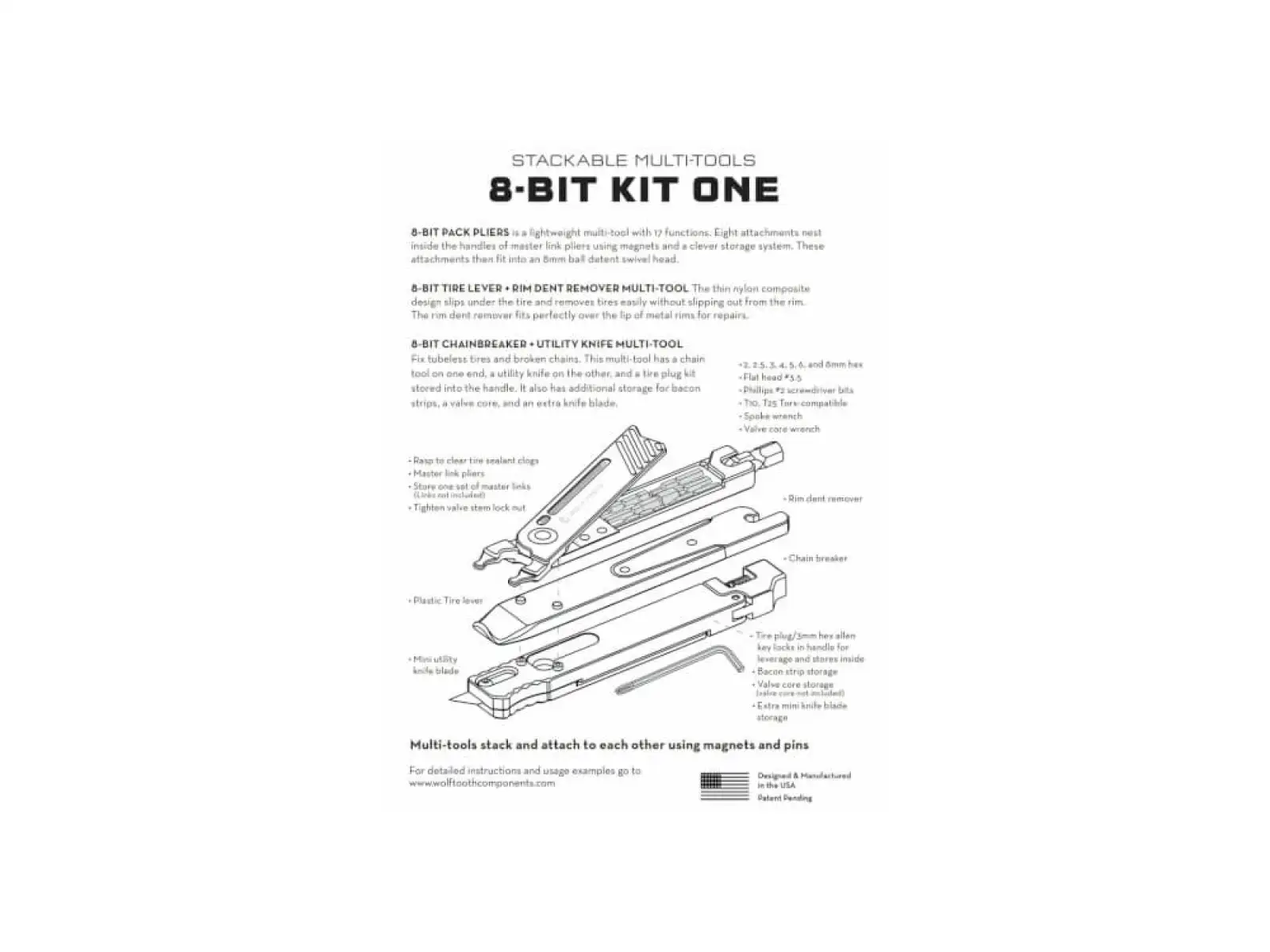 Wolf Tooth 8-BIT Kit One dreiteiliges Werkzeug