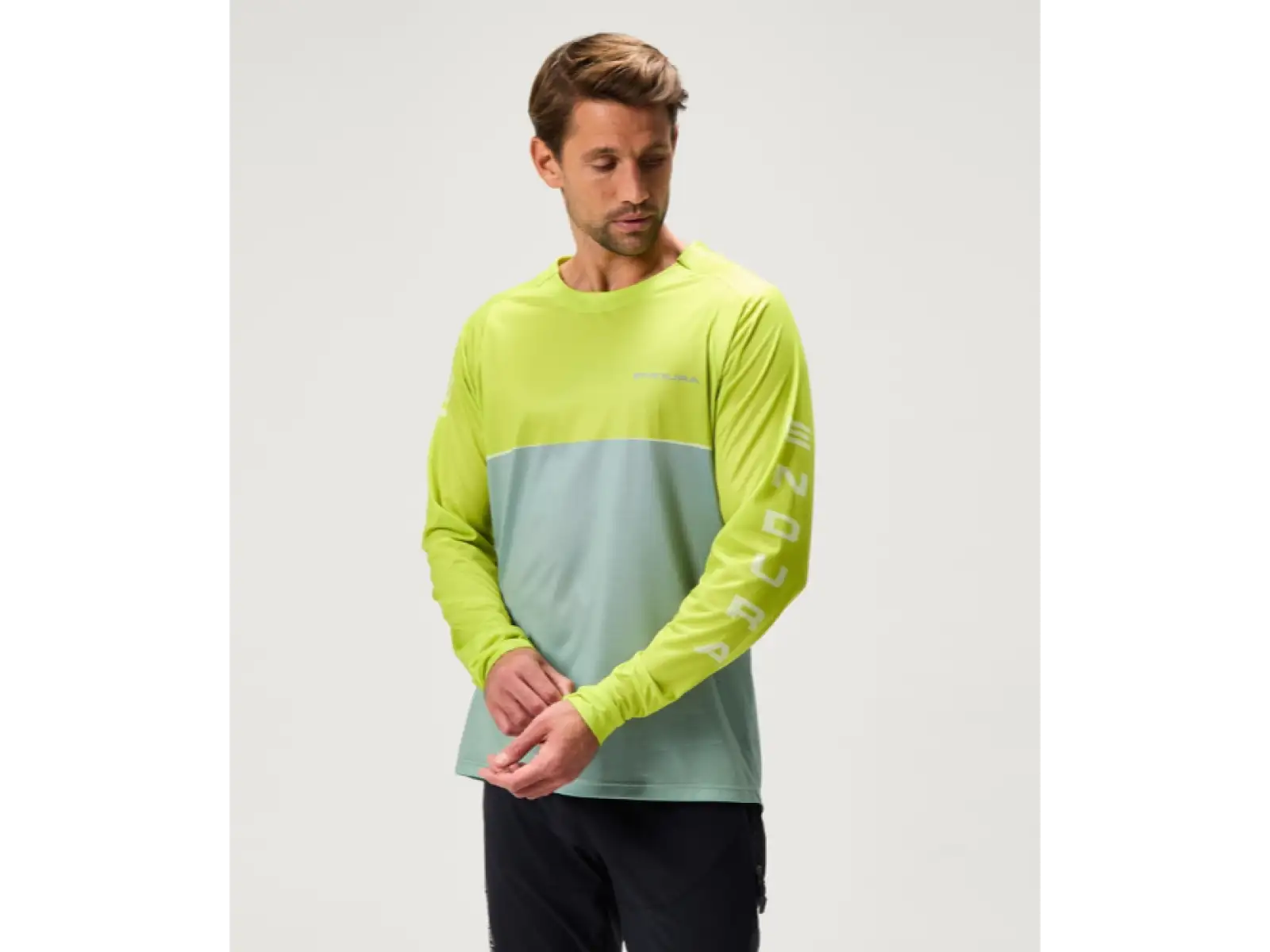 Endura Singletrack Core Printed Tee Herren Trikot Langarm Lime Green