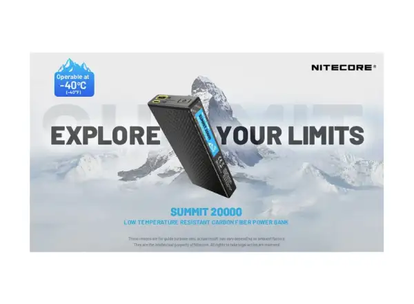 Nitecore leistungsstarke Powerbank für Frost SUMMIT 20000, USB-C, bis 3A Ausgang, 20000 mAh