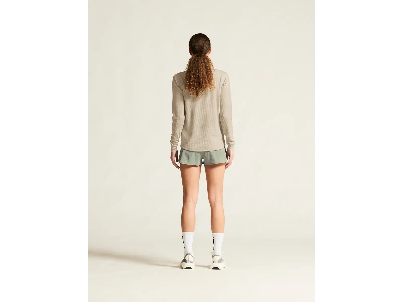 Craf Wool Waffle Damen T-Shirt Langarm beige