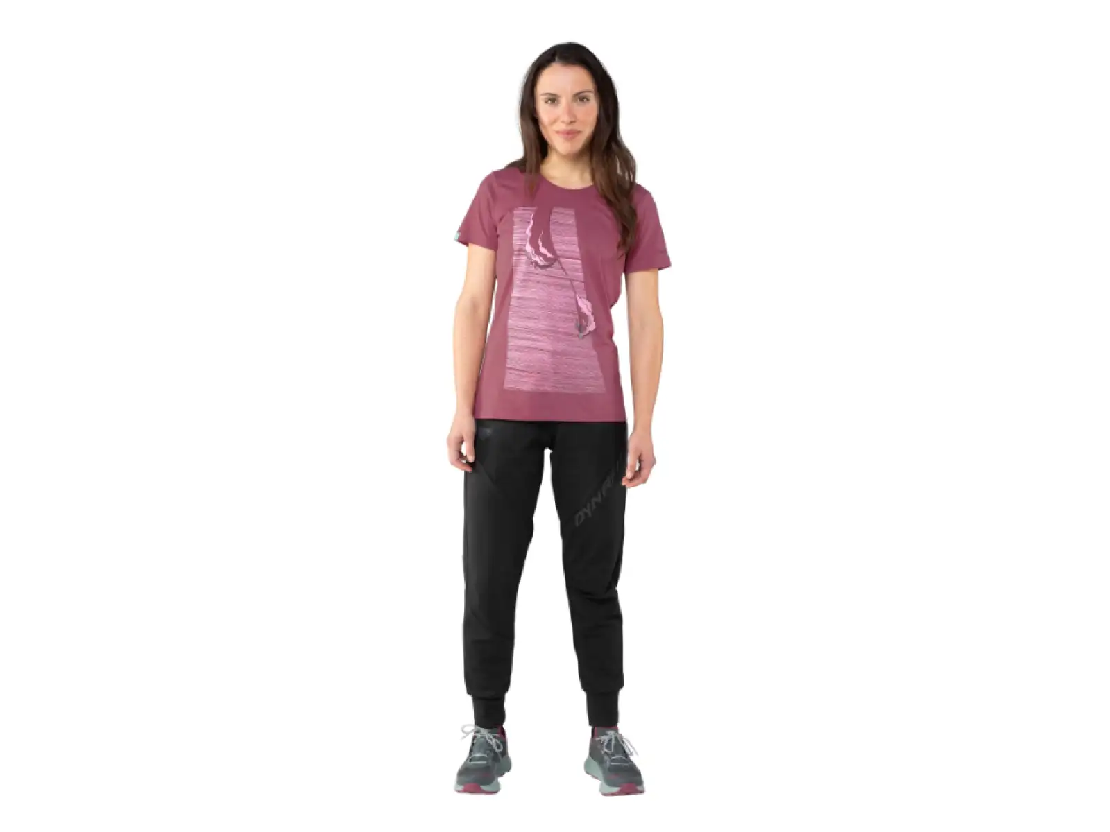 Dynafit X Simon Charriere Damen T-Shirt Kurzarm Dunkelrosa/Blau G¨rtel