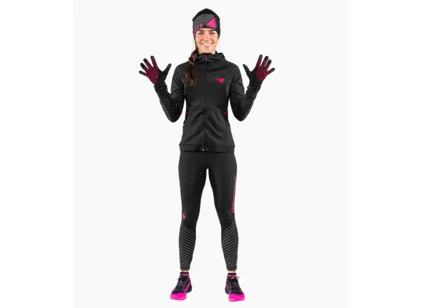 Dynafit Reflexions-Damen-Leggings Schwarz/Pink Glühen.