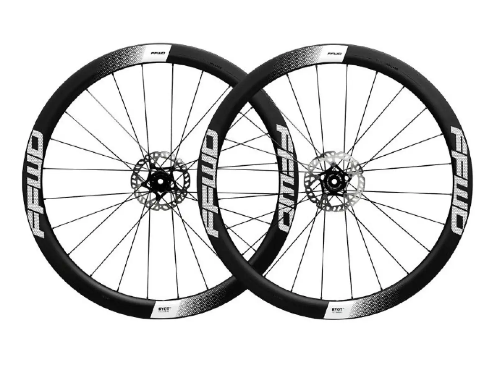 FFWD RYOT44 FFWD 2:1 Straßenkarbonräder mit weißer Bereifung, Nuss Shimano 11-Gang.