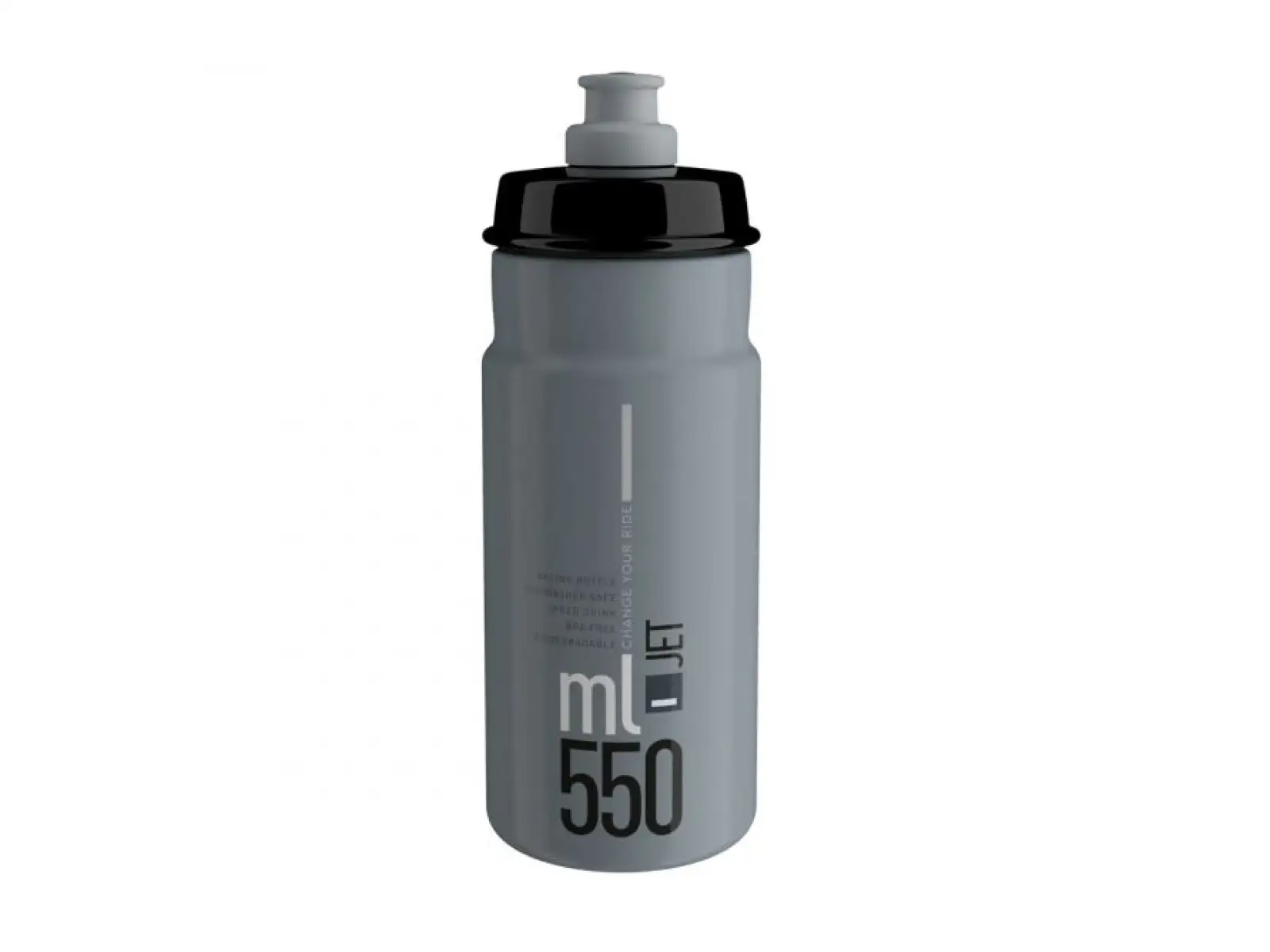 Elite Jet Flasche 550 ml grau mit schwarzem Logo.