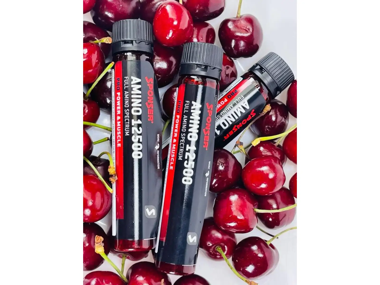 Sponser Amino 12500 – Aminosäuren-Ampullen 25 ml, Geschmack: Cherry