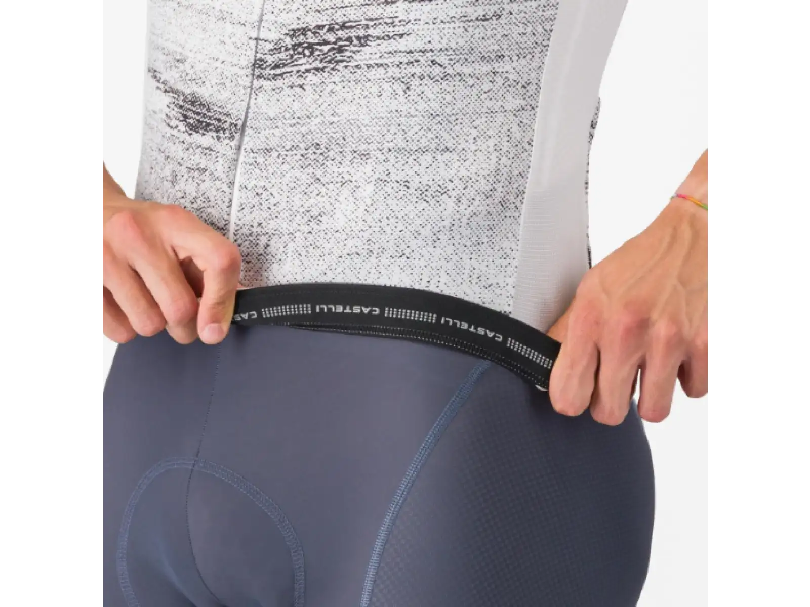Castelli Stratus Logo Herrentrikot Kurzarm White/Smoky Gray