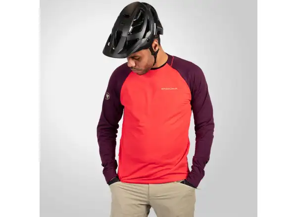 Endura SingleTrack Fleece Herren Langarm-Shirt Lila/Rot