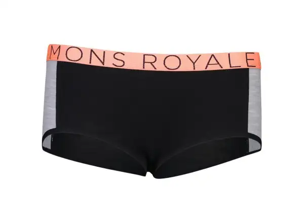 Mons Royale SYLVIA BOYLEG Merinowolle Unterhose schwarz/grau meliert Größe XS