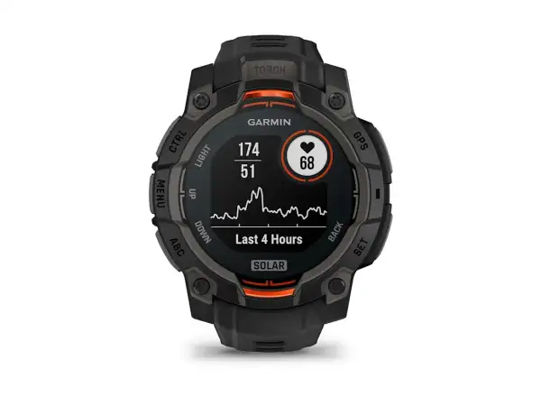 Garmin Instinct 3 Solar 45 mm Smartwatch Schwarz/Schwarzes Armband