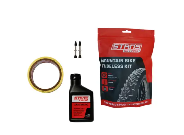 No Tubes Tubeless Kit MTB Set Dichtmittel 200 ml, Einsatz 33 mm, Ventil 44 mm (2 Stück)