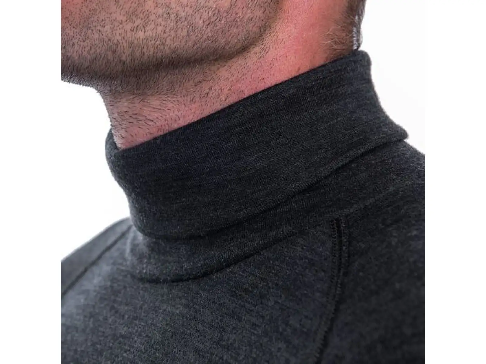 Sensor Merino Bold Neck Herren Langarmshirt Anthracite Gray