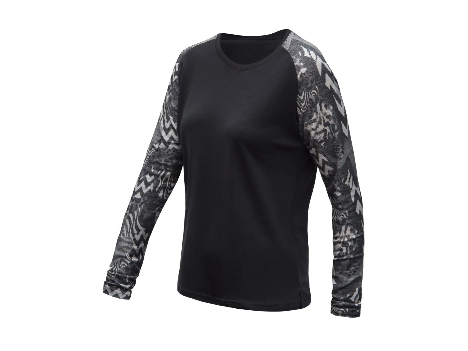 Sensor Merino Blend Impress Damen Langarmshirt schwarz/zebra