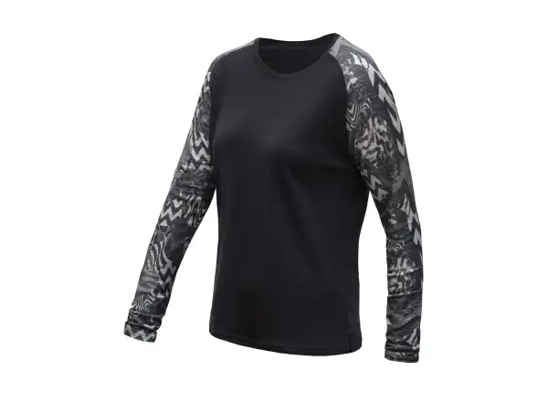 Sensor Merino Blend Impress Damen Langarmshirt schwarz/zebra