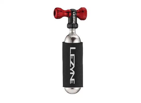 Lezyne Control Drive CNC CO2 Pumpe + Kartusche 16 g in Rot.