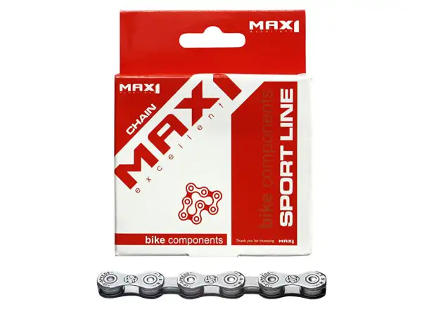 MAX1 E-Bike-Kette für elektrische Fahrräder mit 10 Gängen, 124 Glieder, in Grau.