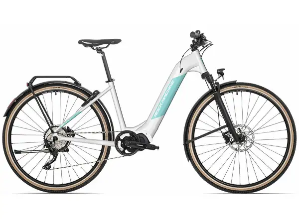 Rock Machine CrossRide INT e400 Lady Gloss White/Mint - Cross-Elektrofahrrad