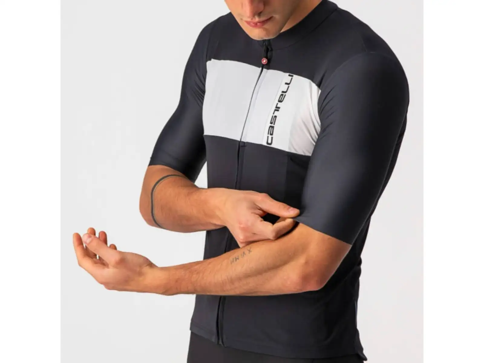 Castelli Prologo 7 Herrentrikot Kurzarm Light Schwarz/Silbergrau-Elfenbein