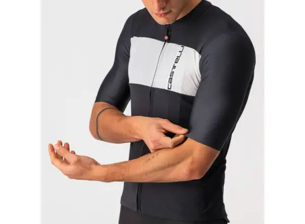 Castelli Prologo 7 Herrentrikot Kurzarm Light Schwarz/Silbergrau-Elfenbein