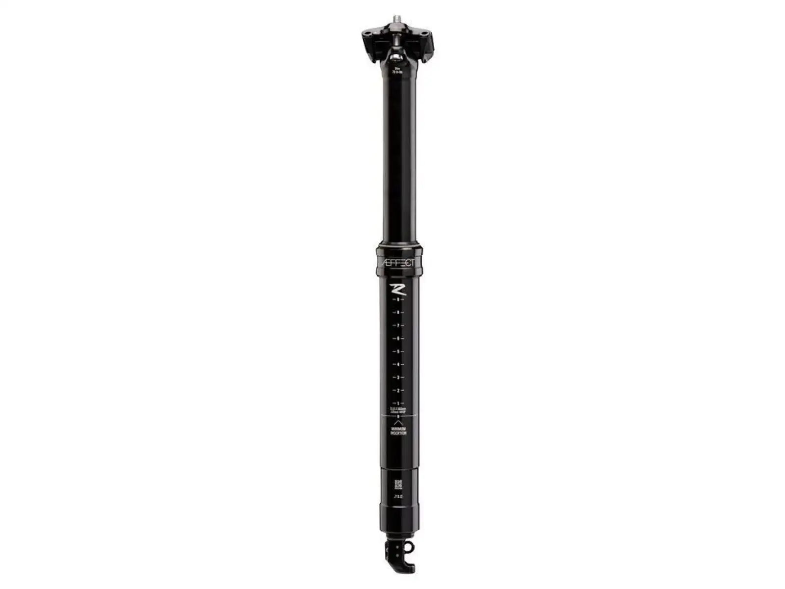 Race Face Aeffect-R hat 125 mm Federweg und ist eine teleskopische Sattelstütze in der Farbe Schwarz mit einem Durchmesser von 31,6 mm und einer Länge von 380 mm