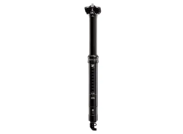 Race Face Aeffect-R hat 125 mm Federweg und ist eine teleskopische Sattelstütze in der Farbe Schwarz mit einem Durchmesser von 31,6 mm und einer Länge von 380 mm